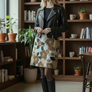 Moschino Floral A-Line Skirt - Blue and Brown